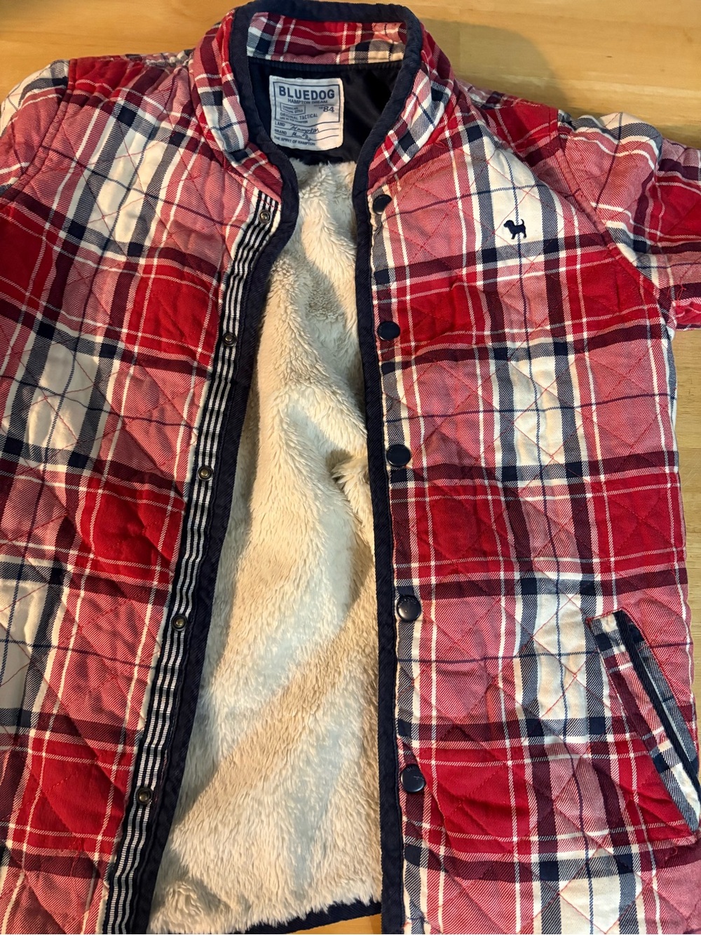 Kids Red Plaid Quilted Shirt Jacket with Sherpa Lining